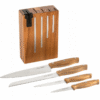 Jean Dubost 4 KITCHEN KNIFE (CHEF+UTILTY+PARING+BREAD) NATURE ACACIA WITH BLACK SHARPENER