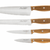Jean Dubost 4 KITCHEN KNIFE (CHEF+UTILTY+PARING+BREAD) NATURE ACACIA WITH BLACK SHARPENER - Image 3