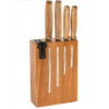 Jean Dubost 4 KITCHEN KNIFE (CHEF+UTILTY+PARING+BREAD) NATURE ACACIA WITH BLACK SHARPENER - Image 2