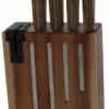 Jean Dubost 4 KITCHEN KNIFE (CHEF+UTILTY+PARING+BREAD) NATURE ACACIA WITH BLACK SHARPENER - Image 5