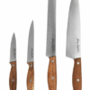 Jean Dubost 4 KITCHEN KNIFE (CHEF+UTILTY+PARING+BREAD) NATURE ACACIA WITH BLACK SHARPENER - Image 6