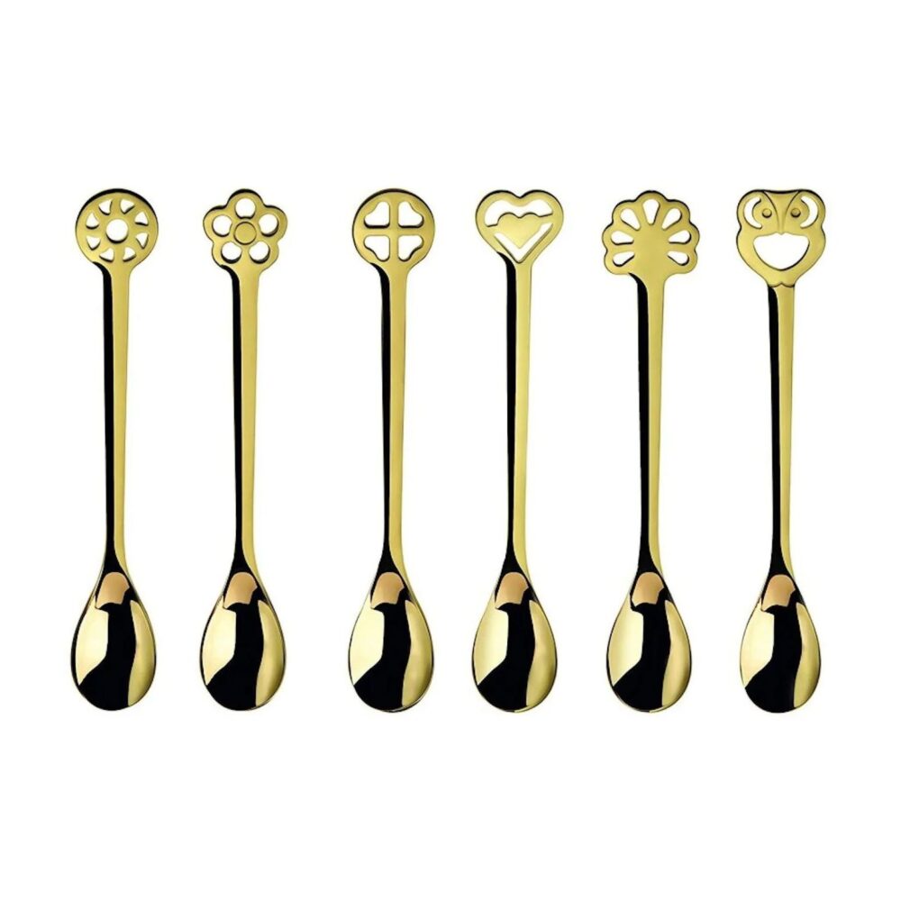 Bugatti Cutlery – Set of 6 Moka Spoons, Lucky Charm Gold