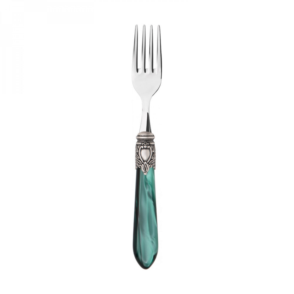 Bugatti Oxford Green Handle Old Silver-Plated Ring Fork - 6 Pieces