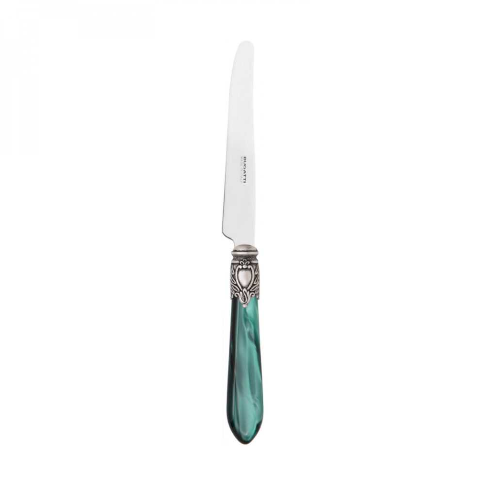 Bugatti Oxford Green Handle Old Silver-Plated Ring Knife - 6 Pieces