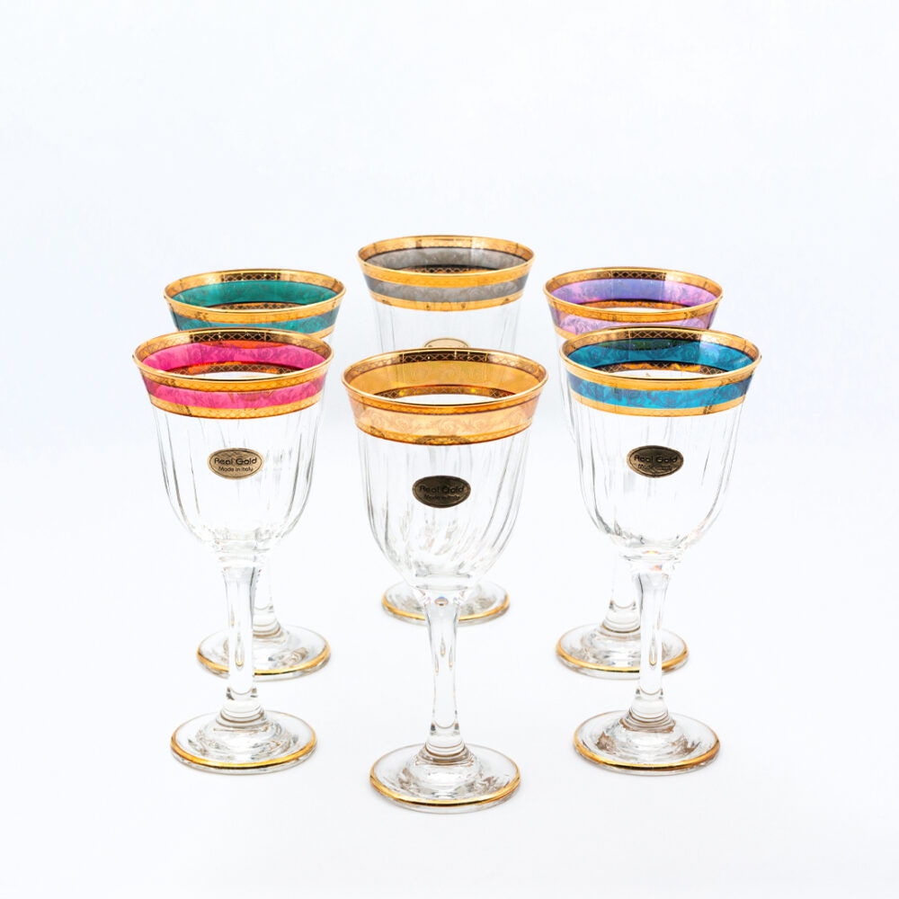 Art Décor Glass Set A477 Acqua Max Multi-Color Design - 6 Pieces